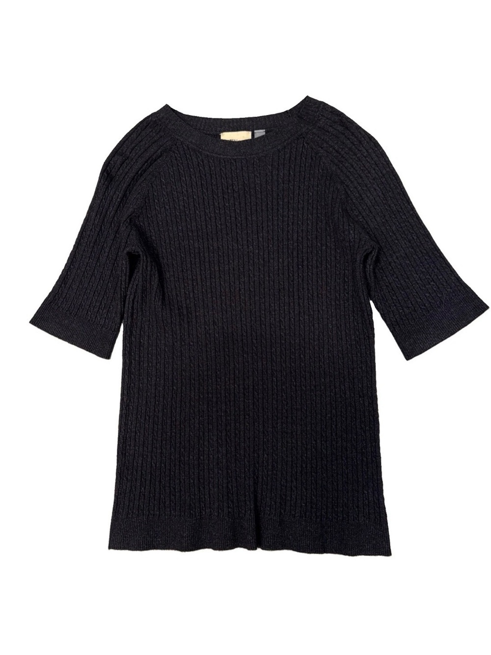 Elie Tahari Cable Knit Sweater in Charcoal Gray